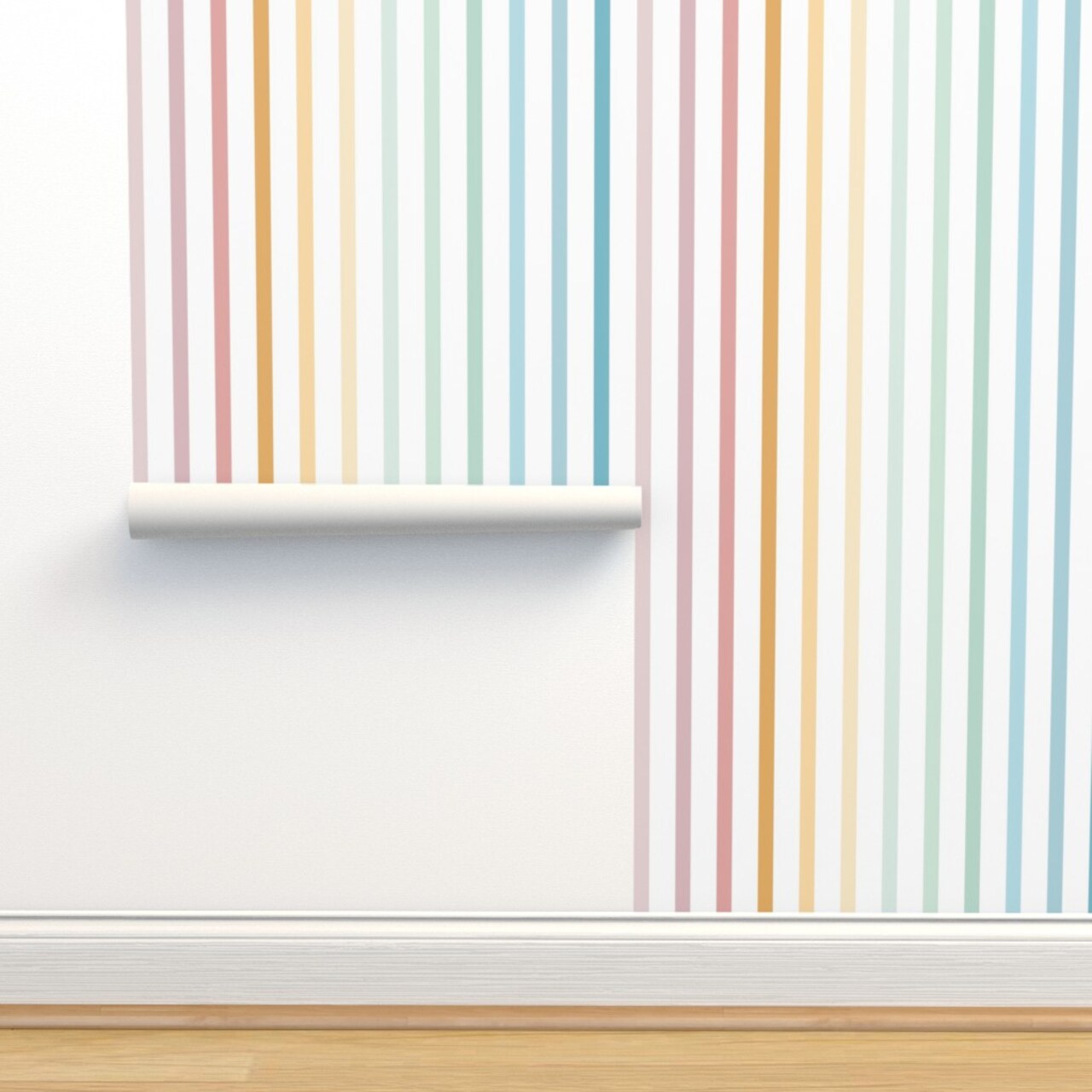 Pastel Rainbow Vertical Stripes Custom Removable Wallpaper by Spoonflower Peel & Stick Wallpaper 2FT Wide